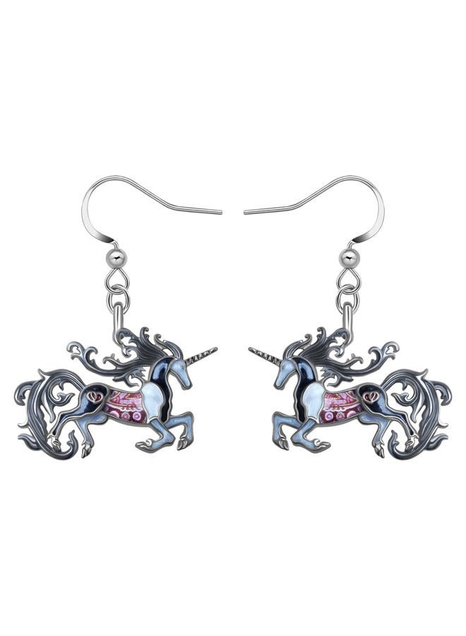 BAMAY Alloy Cute Unicorn Gifts Fantasy Animal Earrings Western Jewelry for Women Unicorn Party Favors Birthday Gift (Black)  - Image 1