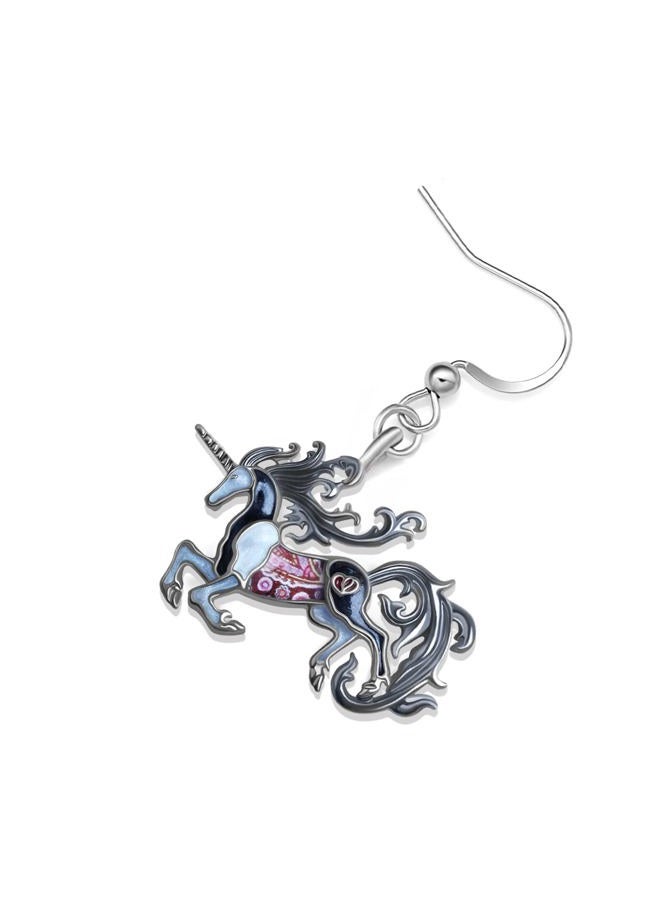 BAMAY Alloy Cute Unicorn Gifts Fantasy Animal Earrings Western Jewelry for Women Unicorn Party Favors Birthday Gift (Black)  - Image 4
