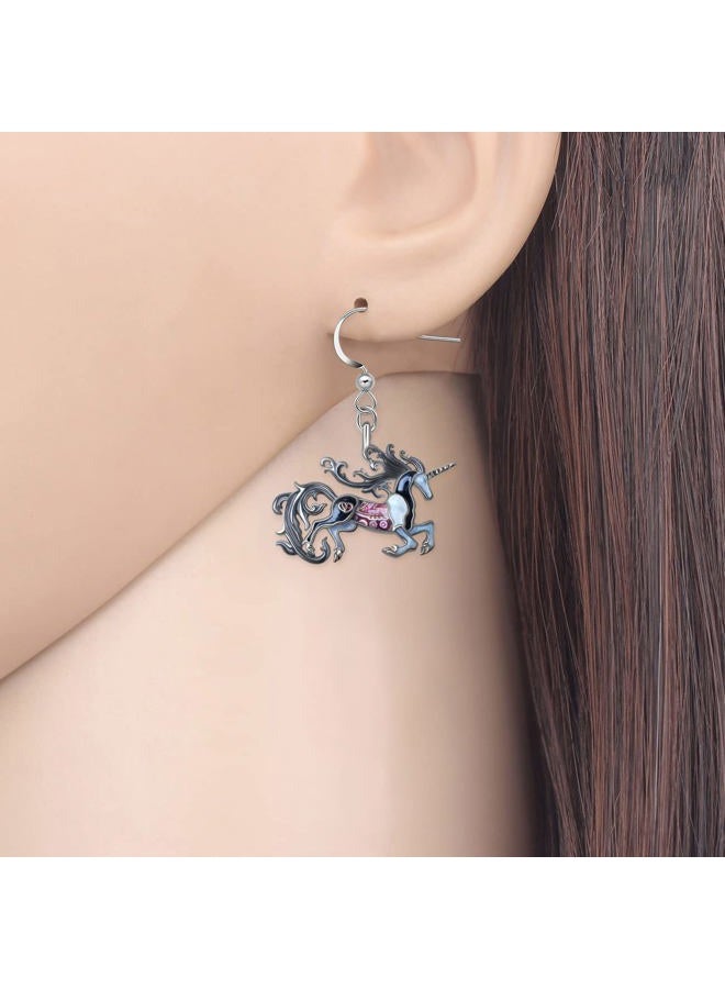 BAMAY Alloy Cute Unicorn Gifts Fantasy Animal Earrings Western Jewelry for Women Unicorn Party Favors Birthday Gift (Black)  - Image 2