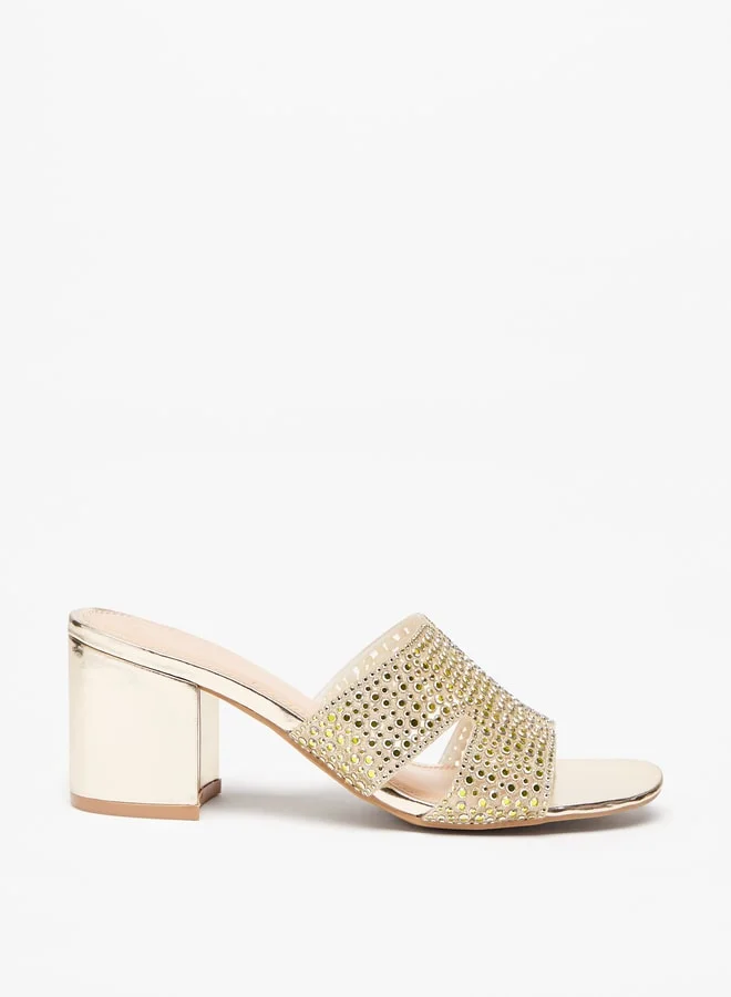 Celeste Women'S Embellished Slip-On Sandals With Block Heels