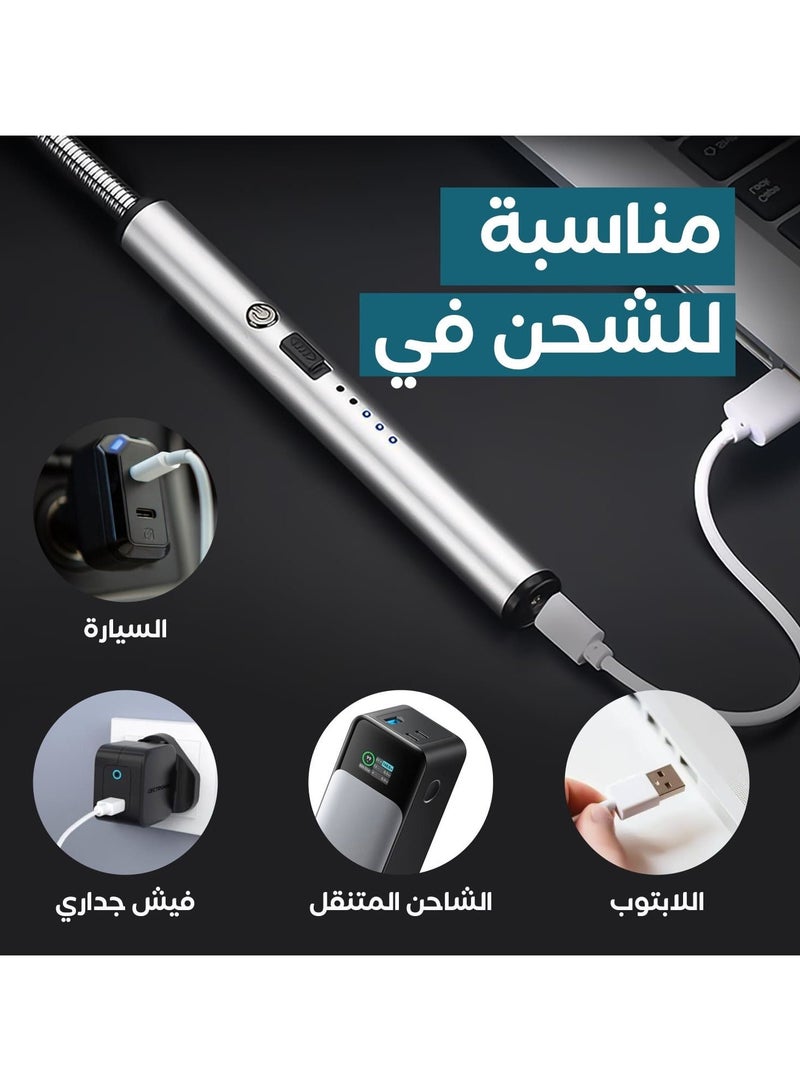 ريبال ولاعة إلكترونية قابلة لإعادة الشحن - ولاعة مقاومة للرياح وبدون لهب مع رقبة مرنة وقفل أمان وإيقاف تلقائي - ولاعة كهربائية صديقة للبيئة للمطبخ مع كابل شحن USB - Image 4