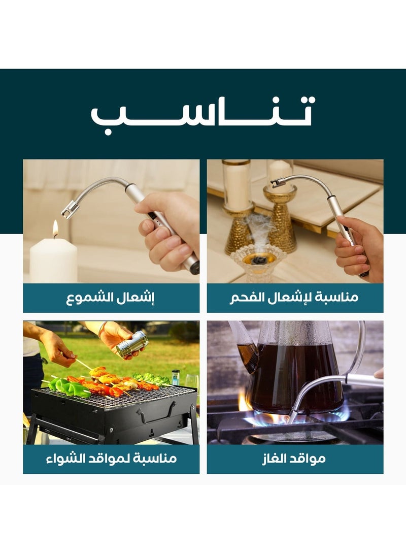 ريبال ولاعة إلكترونية قابلة لإعادة الشحن - ولاعة مقاومة للرياح وبدون لهب مع رقبة مرنة وقفل أمان وإيقاف تلقائي - ولاعة كهربائية صديقة للبيئة للمطبخ مع كابل شحن USB - Image 5