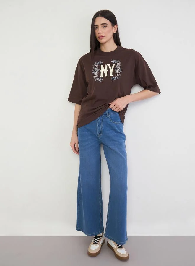 Styli Mid Rise Wide Leg Jeans