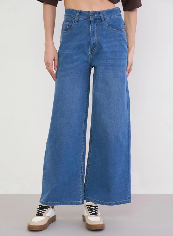 Styli Mid Rise Wide Leg Jeans