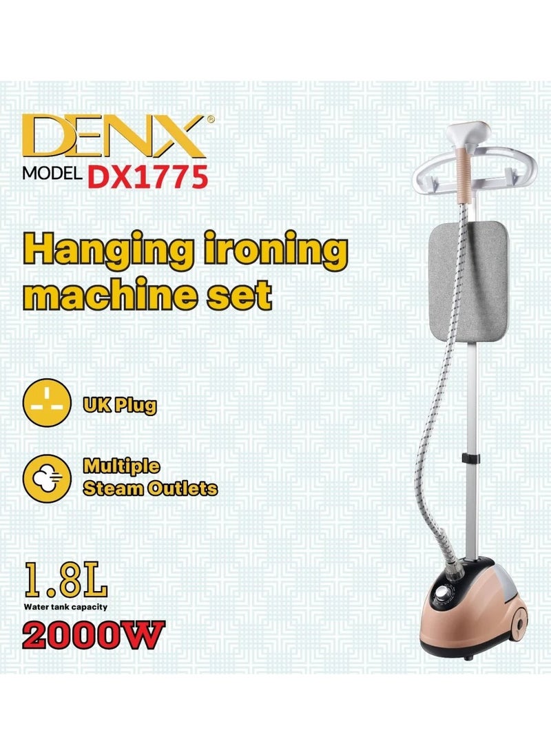 Denx - Professional Garment Steamer, 2 in 1, Flatbed Vertical Steamer, 2000W, Fast Heating with 1.8L Water Tank - Image 1