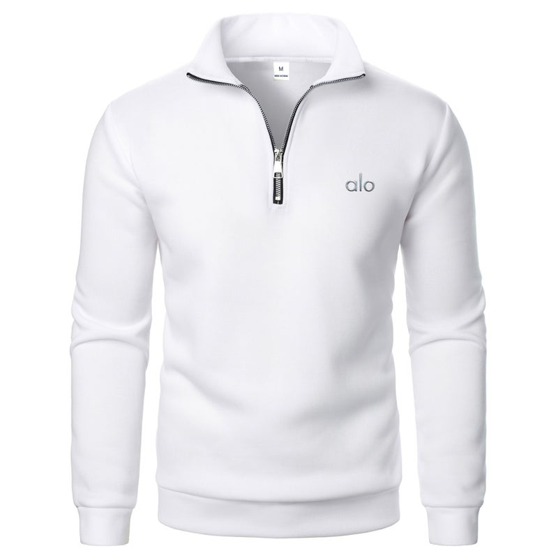 Alo Yoga Men's Half-Zip Stand Collar Sweatshirt, Trendy Simple Loose Fit - Image 1