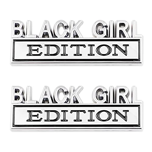 CARRUN 2 Pcs Black Girl Edition Emblem Car Side Rear Front Hood Trunk Door Badge 3D Decal Sticker Fit for Car Truck SUV (Black Girl,Silver Black),CR-Edition - Image 1
