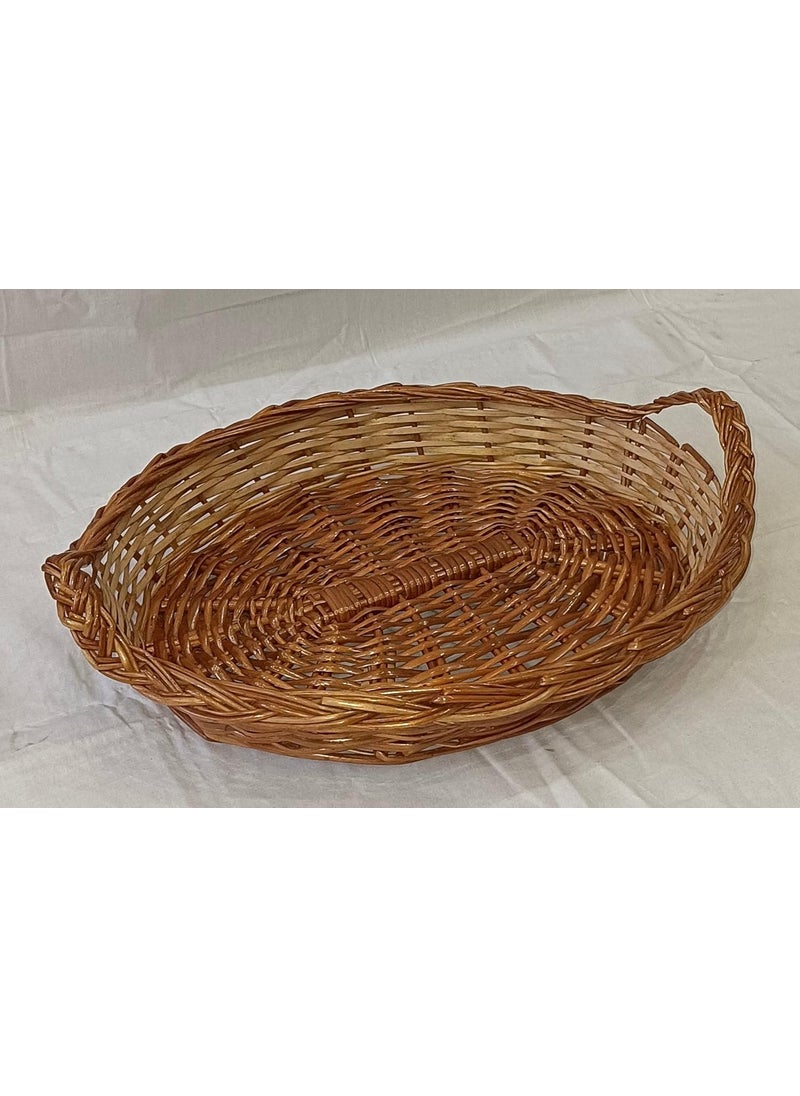 Generic - INDIANA CRAFTS Oval Shape Cane Bamboo Side Handle Multipurpose Handmade Eco Friendly Basket Brown Size 15 * 10 * 4 - Image 1