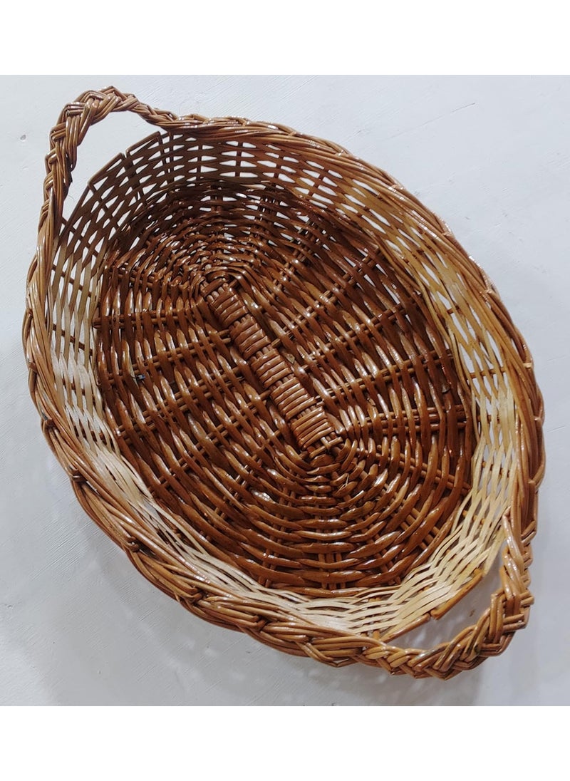 Generic - INDIANA CRAFTS Oval Shape Cane Bamboo Side Handle Multipurpose Handmade Eco Friendly Basket Brown Size 15 * 10 * 4 - Image 1