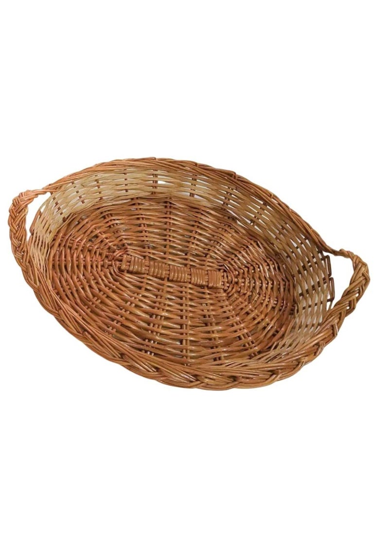 Generic - INDIANA CRAFTS Oval Shape Cane Bamboo Side Handle Multipurpose Handmade Eco Friendly Basket Brown Size 15 * 10 * 4 - Image 1
