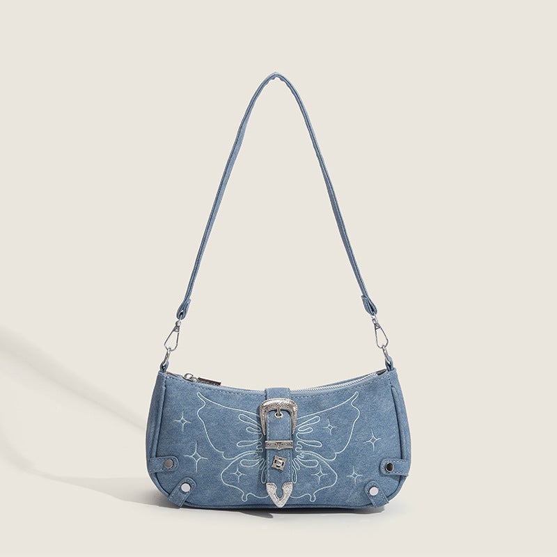 Xiaozhong Original Shoulder Bag Street Trendy Crossbody Bag Fashionable All-Match Embroidered Butterfly Underarm Bag Korean Style Bag For Women - Image 1
