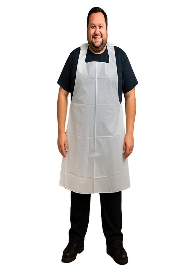 Urby Extra Large Disposable Aprons Adults Plus Size, Or Full Body Coverage. Ideal For XL, XXL or Plus, Waist W38+. Mandiles. Plus Size. White 25pk - Image 1