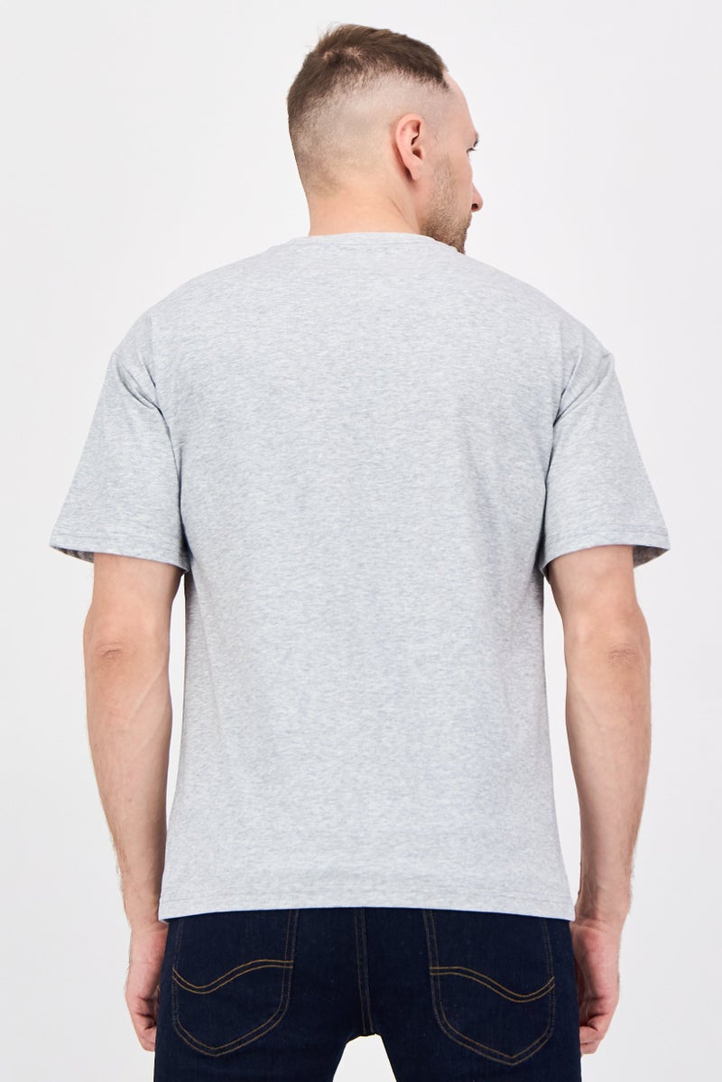 Fudo Men Crew Neck Short Sleeve Heather T-Shirt, Light Grey - Image 4