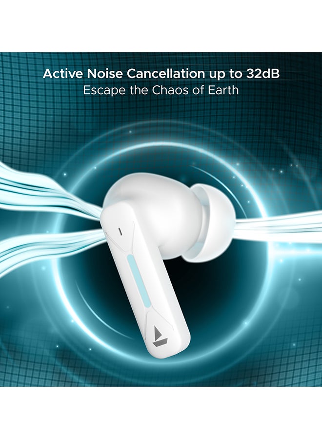 boAt Immortal Airspeed Pro Truly Wireless In- Ear Earbuds w/ 32dB ANC, Beast Mode with 40ms Latency, 40hrs Playback, 4 Mics with ENx, Premium ID w/LEDs & ASAP Charge White Sabre - Image 3