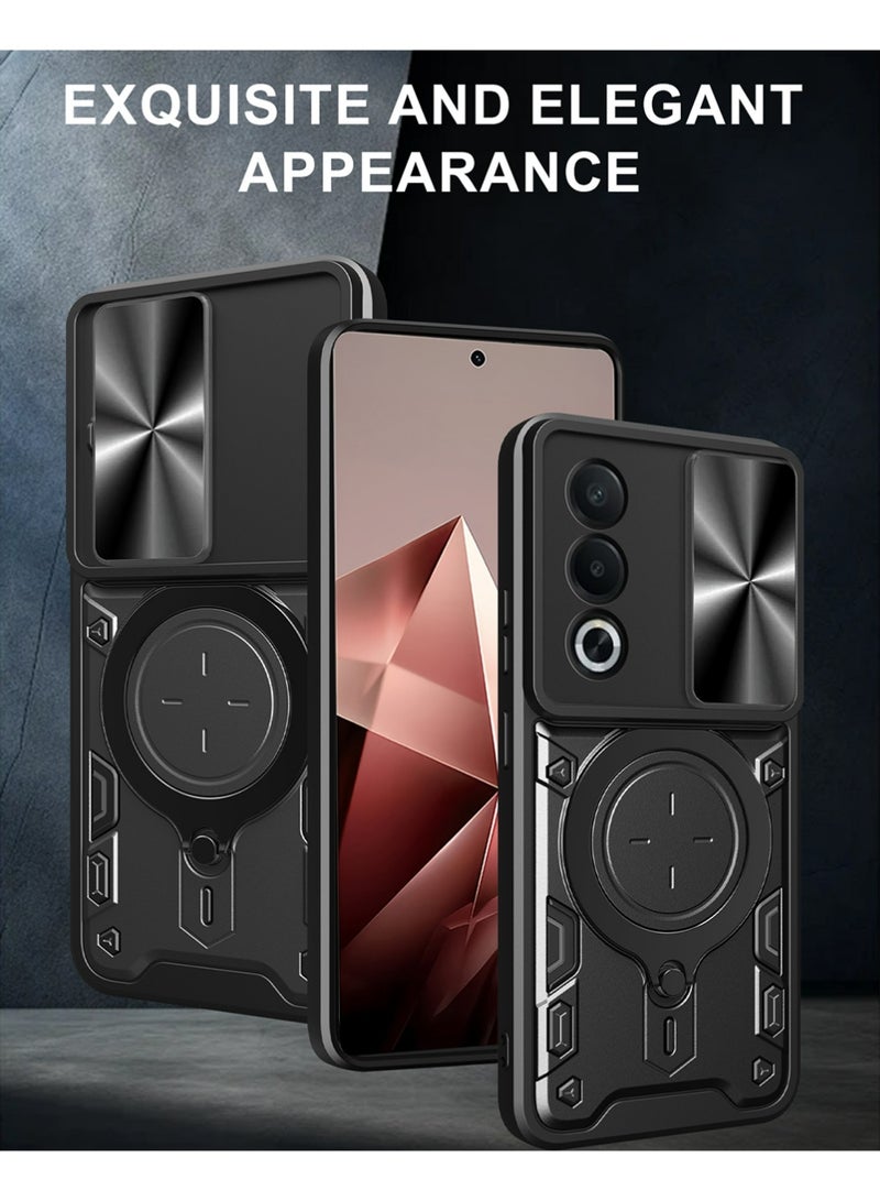 X-level Armor Case for Infinix Note 50S with Slide Camera Cover, Shockproof Case with [Rotatable Big Ring Kickstand] for Infinix Note 50S Black - Image 2