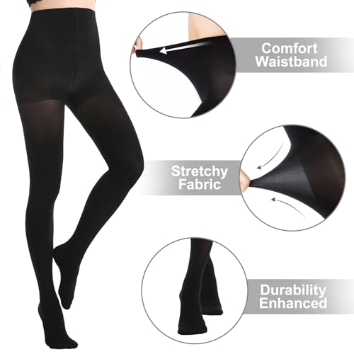 MANZI Women's 6 Pairs Opaque Control-Top Tights with Comfort Stretch 70 Denier Small - Image 5