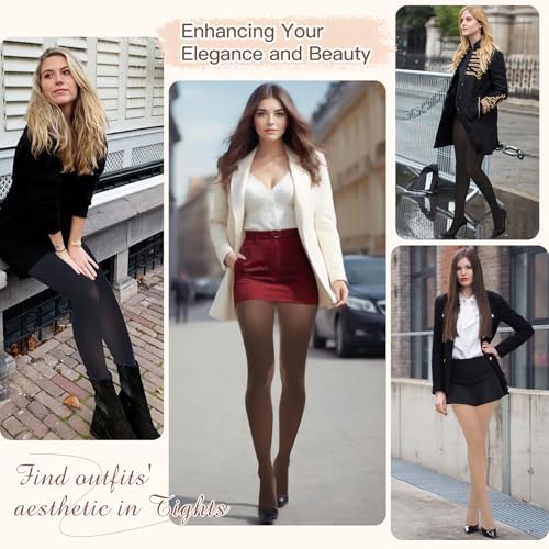 MANZI Women's 6 Pairs Opaque Control-Top Tights with Comfort Stretch 70 Denier Small - Image 2
