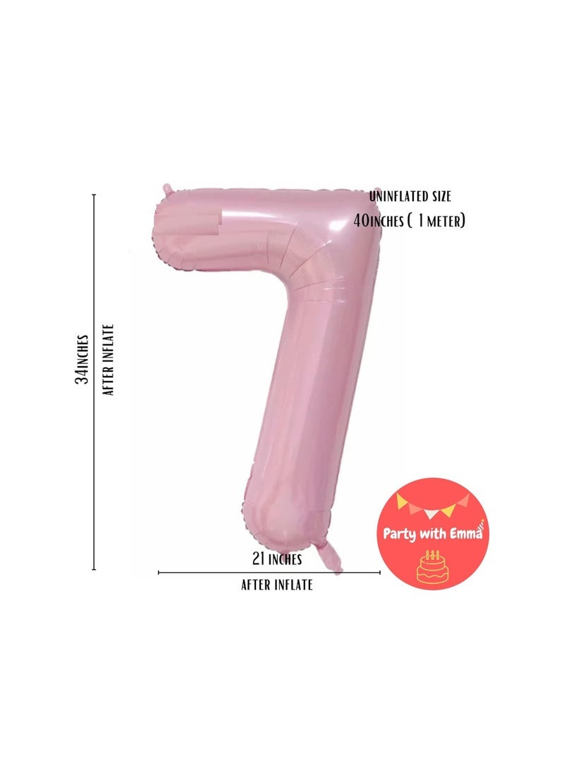 بارتي ويذ إيما بالونات الرقم الوردي 40 بوصة رقائق عيد ميلاد بالون حفلة ديكورات اللوازم الزفاف العازبة عيد ميلاد دش الزفاف حفل التخرج احتفال الذكرى السنوية زخرفة يطير مع الهيليوم (رقم 7) - Image 2