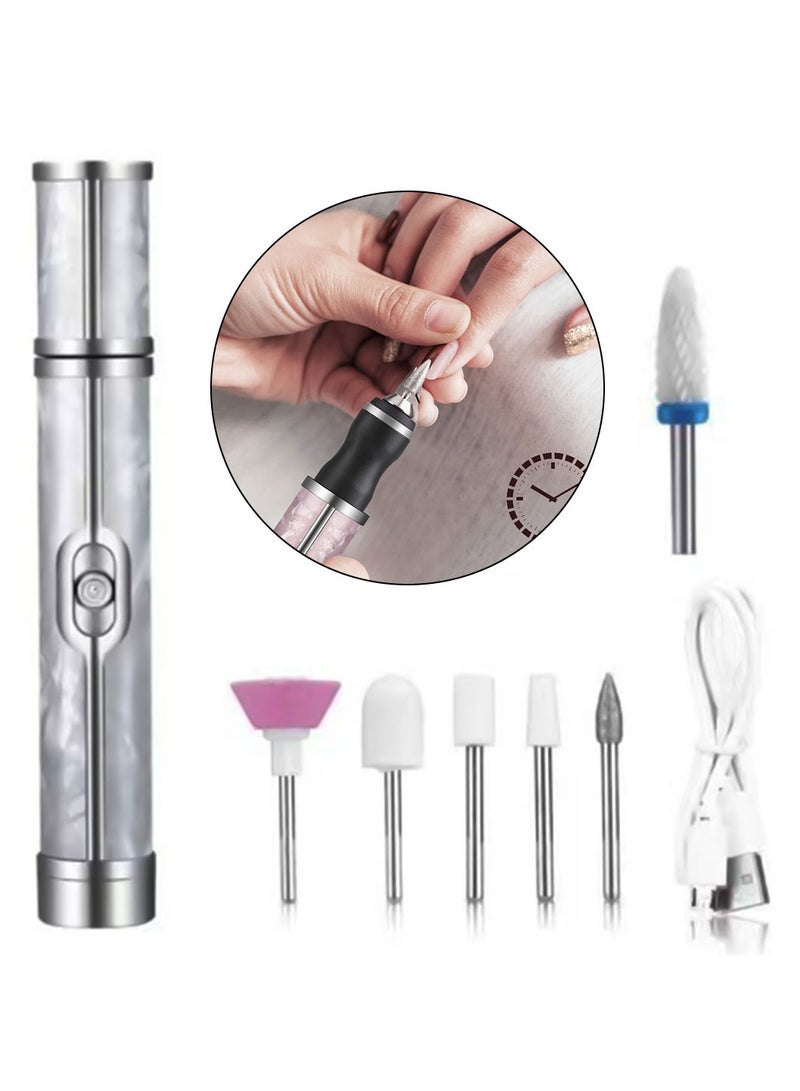 إسكدنيا مبرد ومشذب أظافر كهربائي متعدد الرؤوس أداة العناية بالأظافر وإعادة تشكيلها قابلة للشحن عبر USB - Image 1