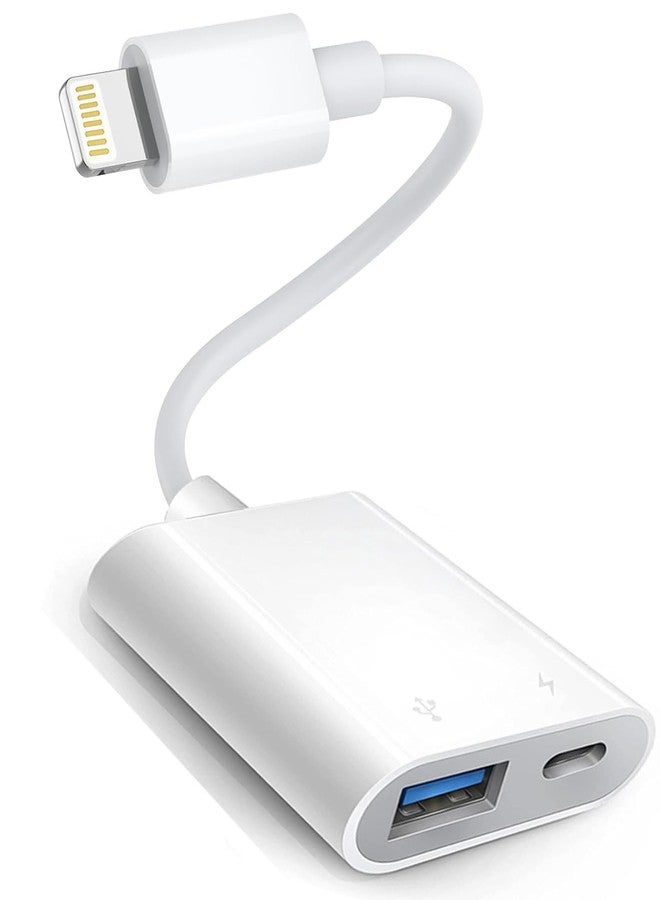 Wahbite Lightning to USB Adapter, Apple MFi Certified USB 3.0 OTG Cable for iPhone 14/13/12/11/XS/XR/X/SE/8/7/iPad to USB Flash Drive, Camera, Keyboard, Mouse, Hubs, MIDI, Plug and Play (USB+Charing) - Image 1