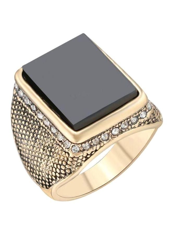 Alloy Square Rhinestone Studded Retro Ring