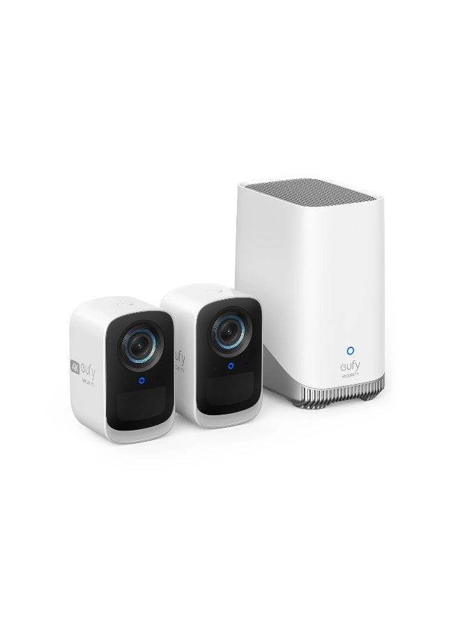 eufy Security S300 eufyCam 3C 2-Cam Kit Security Camera Outdoor Wireless, 4K Camera, Expandable Local Storage Up To 16TB, Face Recognition AI, Spotlight, Color Night Vision, No Monthly Fee - Image 1