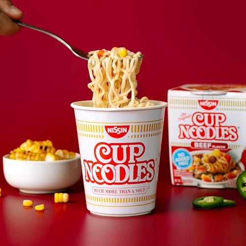 Nissin Cup Noodles Soup, Beef Flavor, Microwaveable Paper Cups, Instant Ramen, 2.25 Ounce (Pack of 12) - Image 3