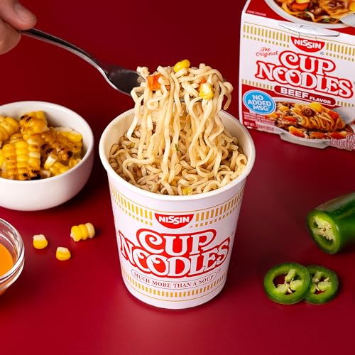 Nissin Cup Noodles Soup, Beef Flavor, Microwaveable Paper Cups, Instant Ramen, 2.25 Ounce (Pack of 12) - Image 4
