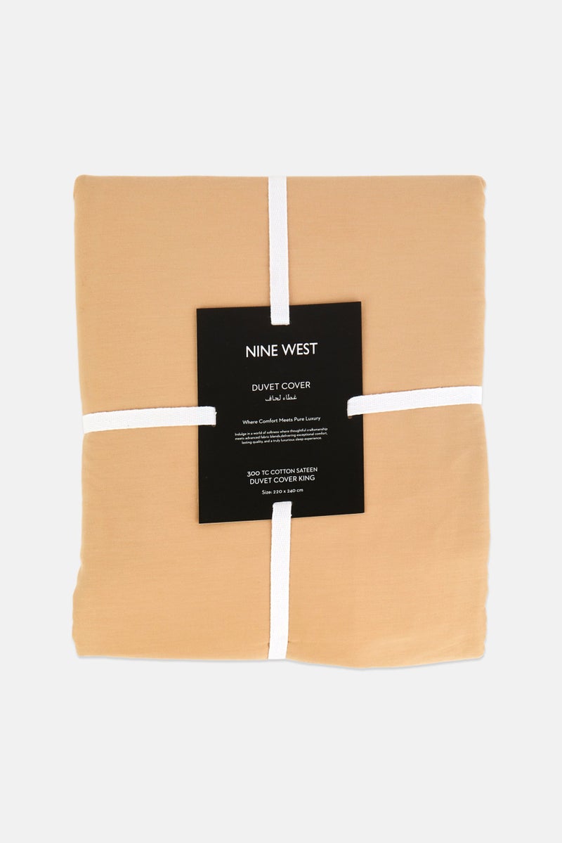 NINE WEST King Size Solid Duvet Cover 220 x 240 cm, Tan - Image 1