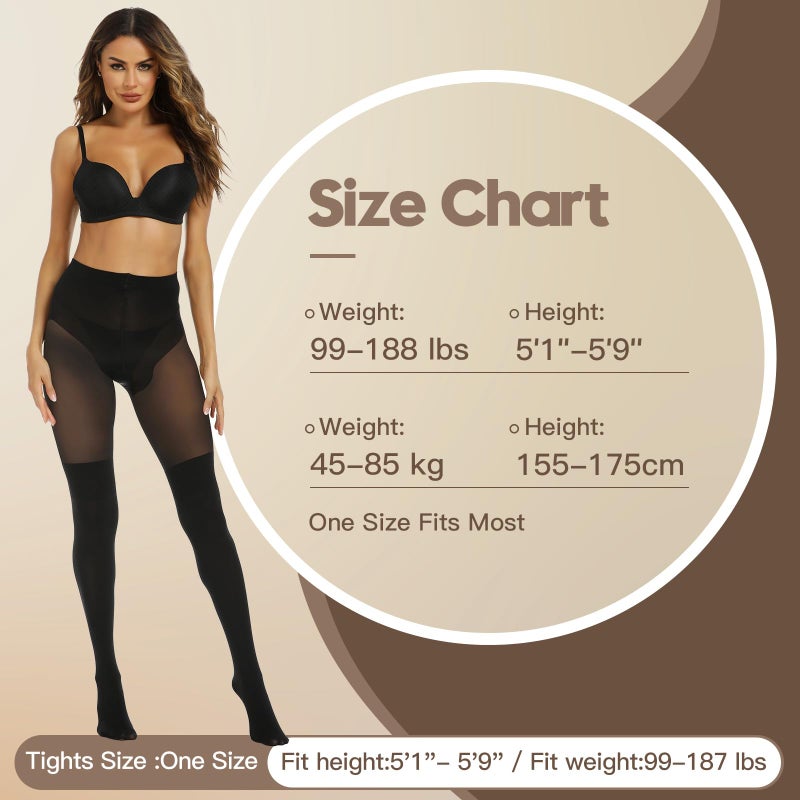 MANZI Black Faux Thigh High Opaque Tights Goth Mock Over Knee Stockings High Waist Warm Fake Sheer Pantyhose for Women - Image 5