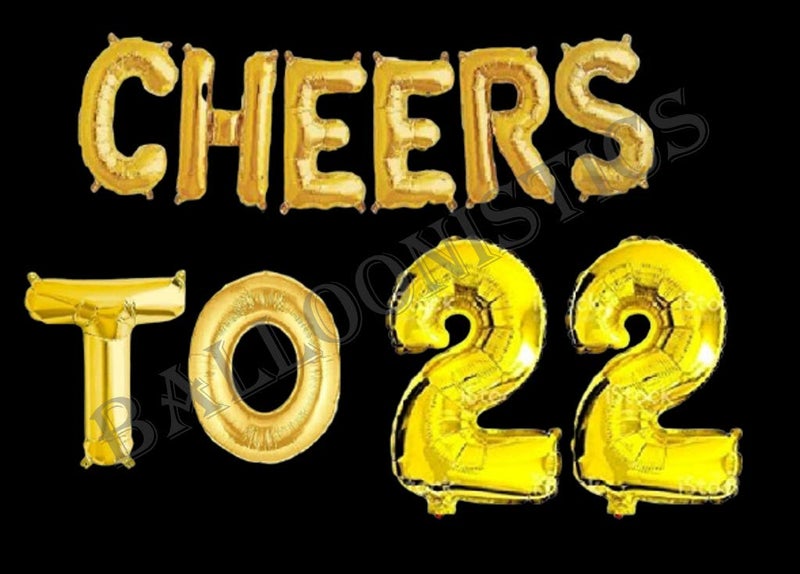 Balloonistics Cheers to Twenty Two Foil Balloon Combo Number 22 Foil Balloon for Birthday and Anniversary - Image 2