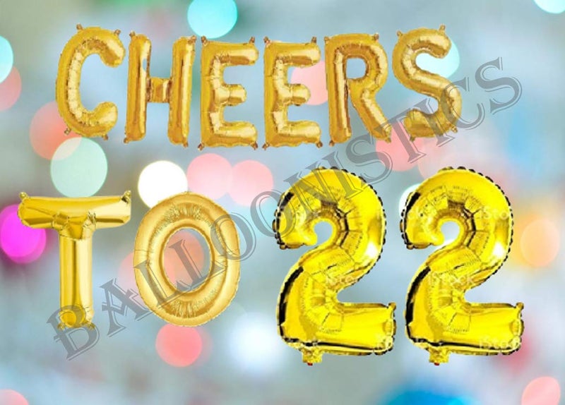 Balloonistics Cheers to Twenty Two Foil Balloon Combo Number 22 Foil Balloon for Birthday and Anniversary - Image 3