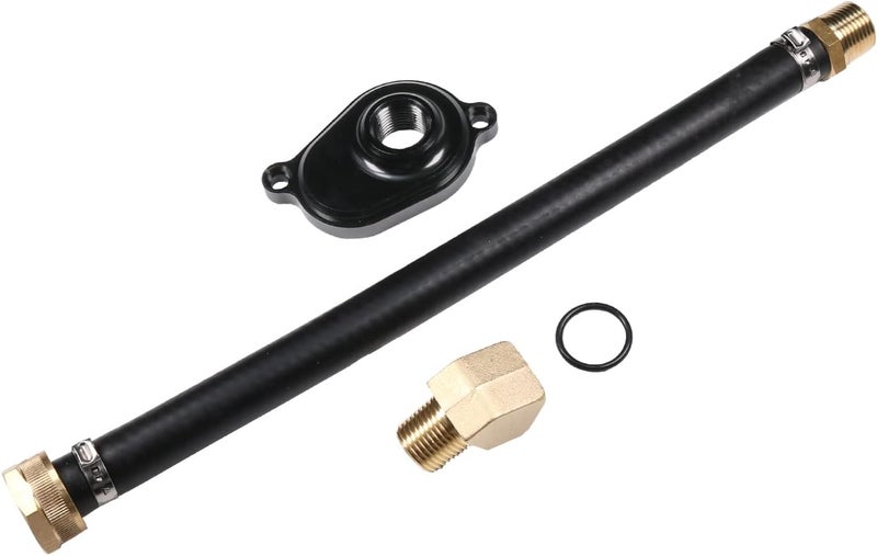 CARMOCAR 6.0L Oil Cooler Flush Kit with Black Aluminum Anodize Adapter replacement for Ford 2003 2004 2005 2006 2007 2008 2009 2010 Diesel - Image 1