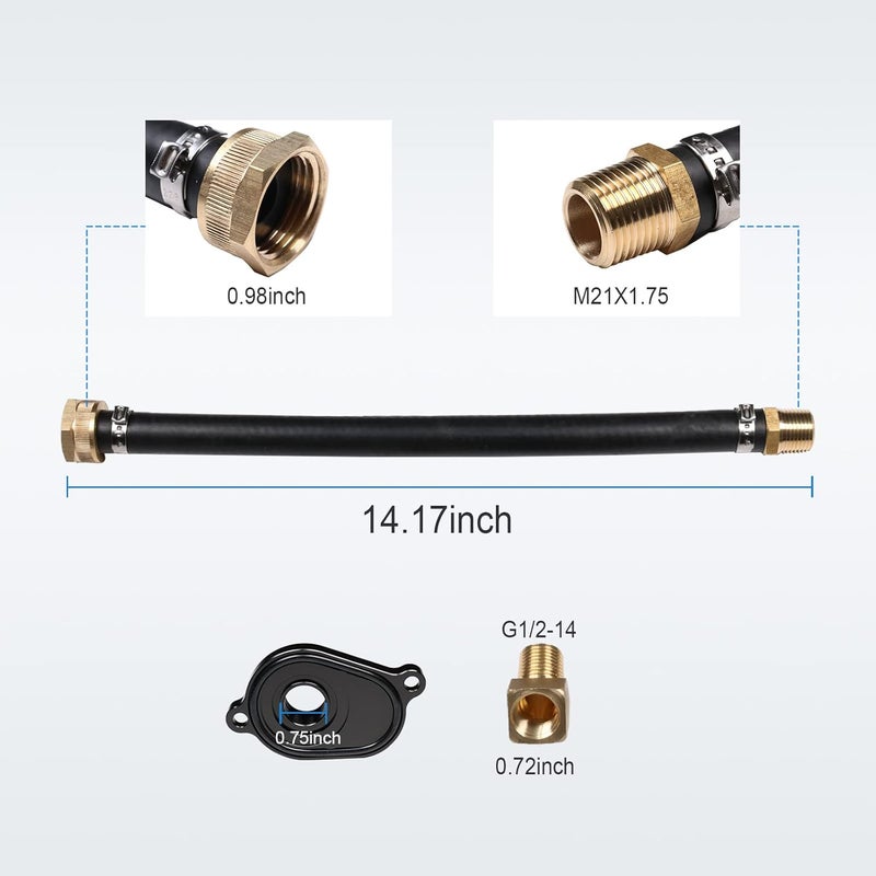 CARMOCAR 6.0L Oil Cooler Flush Kit with Black Aluminum Anodize Adapter replacement for Ford 2003 2004 2005 2006 2007 2008 2009 2010 Diesel - Image 3