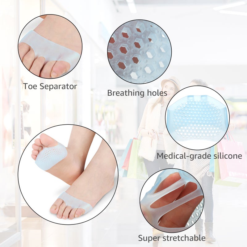 2 Pairs Gel Toe Separator Bunion Splint Breathable Forefeet Sleeve Cushions Metatarsal Pads for Hallux Valgus Correction Feet Pain Relief Foot Care - Image 3