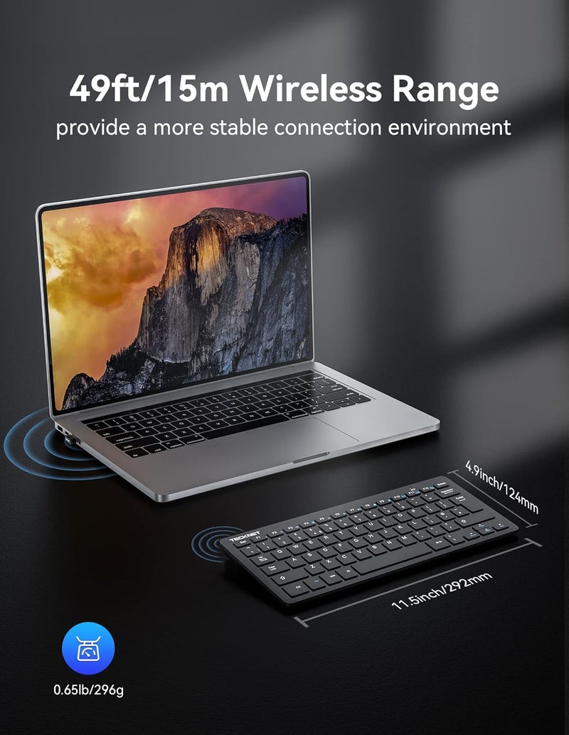 TECKNET 2.4G Wireless Keyboard For Windows/Chrome OS, UK Layout Compact Mini Keyboards, Small Silent Whisper-Quiet Keyboard with 12 months Battery Life (Black) - Image 3