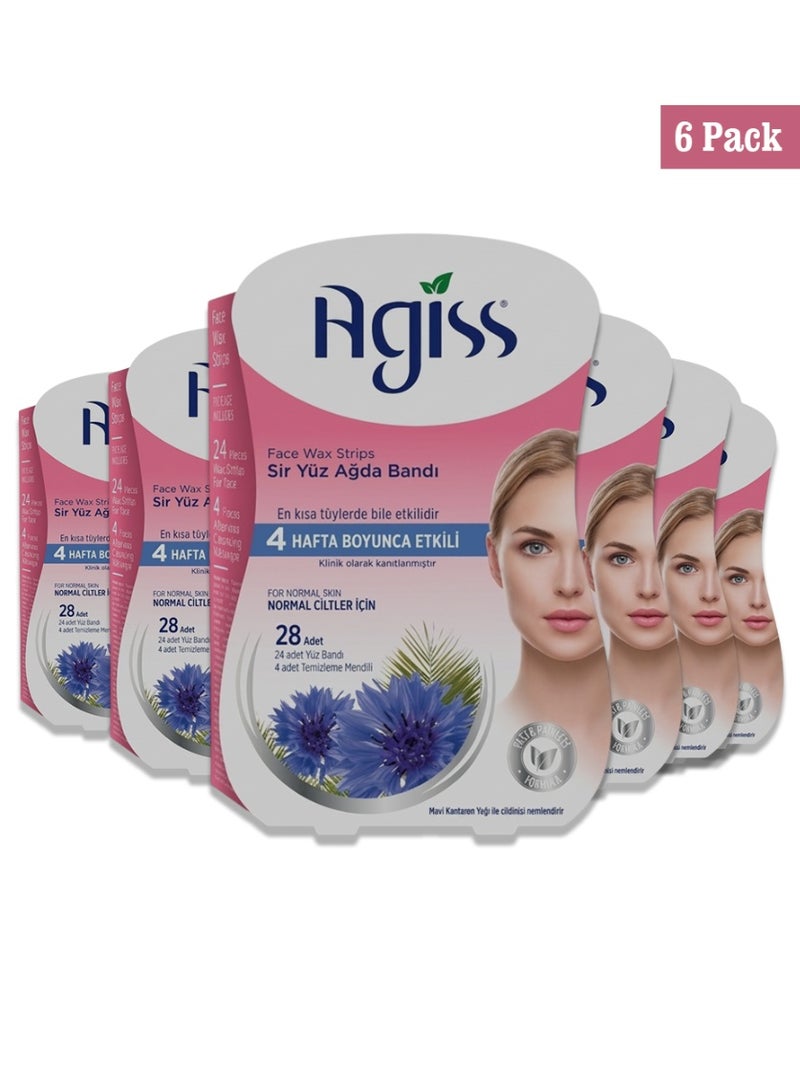 Agiss Face Wax Strips for Normal Skin with Moringa Oil – 6 Pack (168 Total Strips) | Ready-to-Use Cold Wax | Long-Lasting Hair Removal up to 4 Weeks | Hypoallergenic & Dermatologically Tested - Image 1