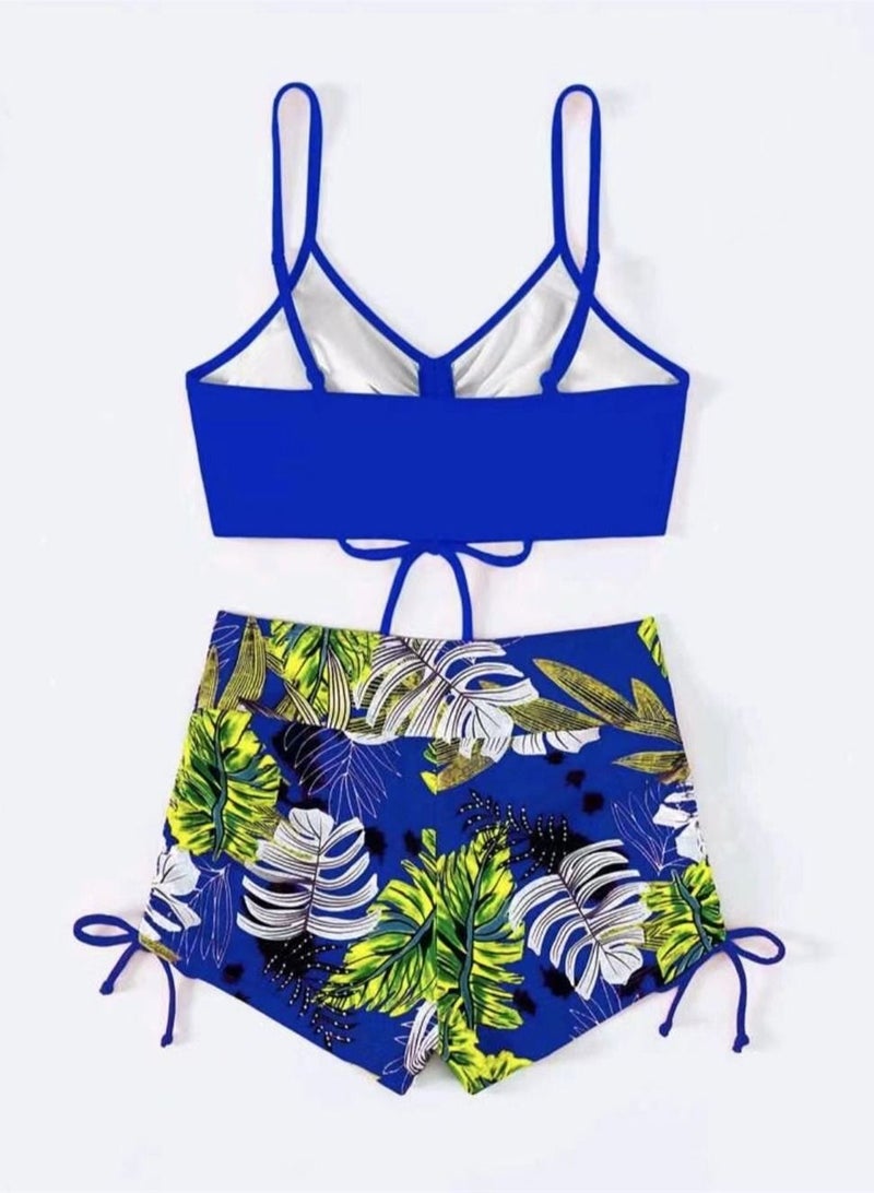 Loquat 2 Piece Beach Bow Swimsuit Bikini Blue - Image 2