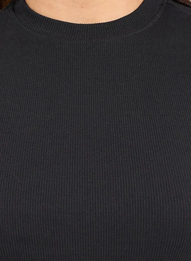 Styli Ribbed High Neck Fitted Tank Top