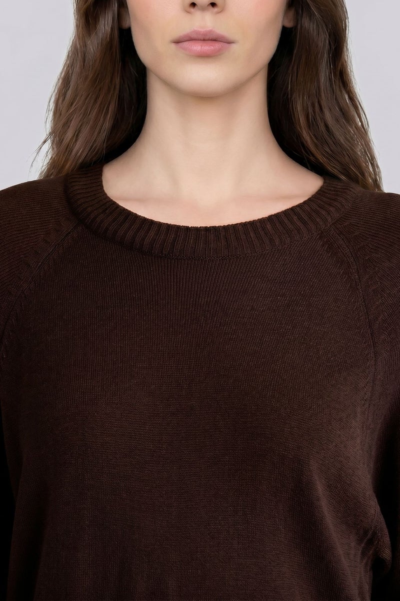 DeFacto Brown Woman Regular Fit Crew Neck Brown Knit Tunic Casual - Image 4
