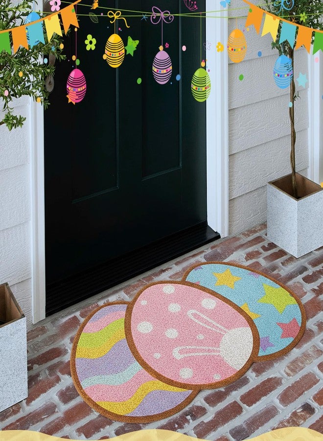 Jenaai 17" x 29" Easter Doormat Easter Egg Coir Outdoor Door Mat Indoor Welcome Non Slip Entrance Doormat Porch Cute Colorful Egg Front Door Mats for Spring Farmhouse Front Porch Entryway Decor - Image 1
