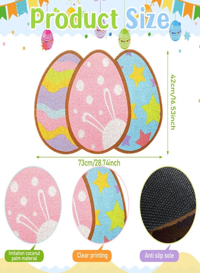 Jenaai 17" x 29" Easter Doormat Easter Egg Coir Outdoor Door Mat Indoor Welcome Non Slip Entrance Doormat Porch Cute Colorful Egg Front Door Mats for Spring Farmhouse Front Porch Entryway Decor - Image 3