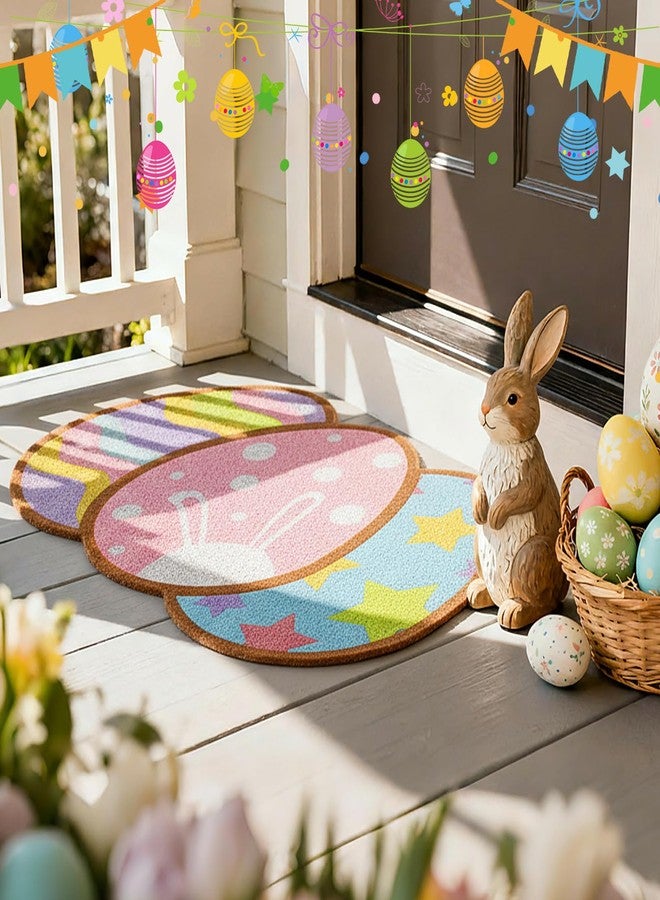 Jenaai 17" x 29" Easter Doormat Easter Egg Coir Outdoor Door Mat Indoor Welcome Non Slip Entrance Doormat Porch Cute Colorful Egg Front Door Mats for Spring Farmhouse Front Porch Entryway Decor - Image 5