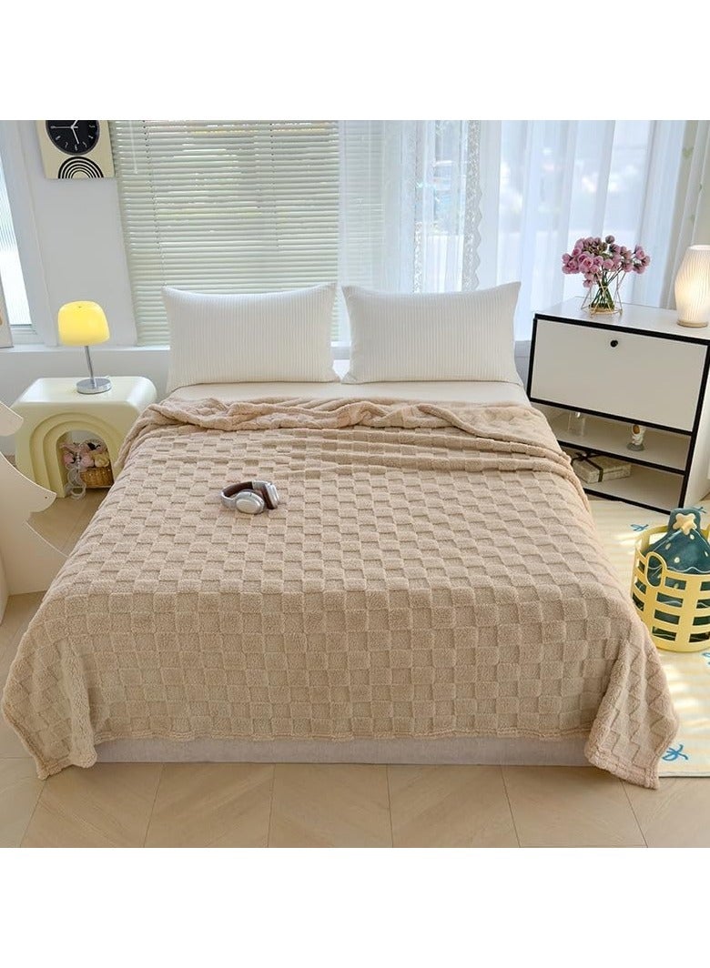 غطاء سرير كبير الحجم، غطاء سرير قطن وفيلي بحجم 200×230 سم باللون الكريمي  - Image 2