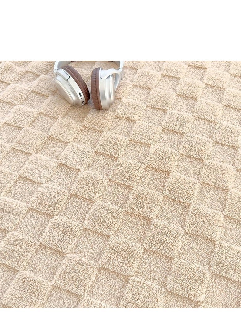 غطاء سرير كبير الحجم، غطاء سرير قطن وفيلي بحجم 200×230 سم باللون الكريمي  - Image 4