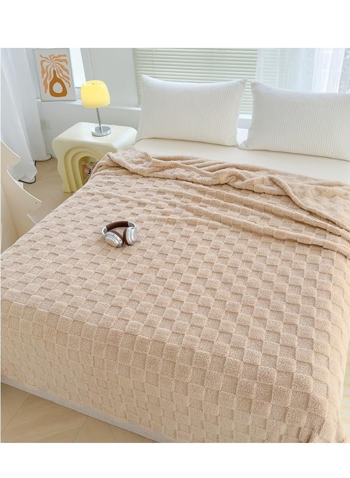 غطاء سرير كبير الحجم، غطاء سرير قطن وفيلي بحجم 200×230 سم باللون الكريمي  - Image 3