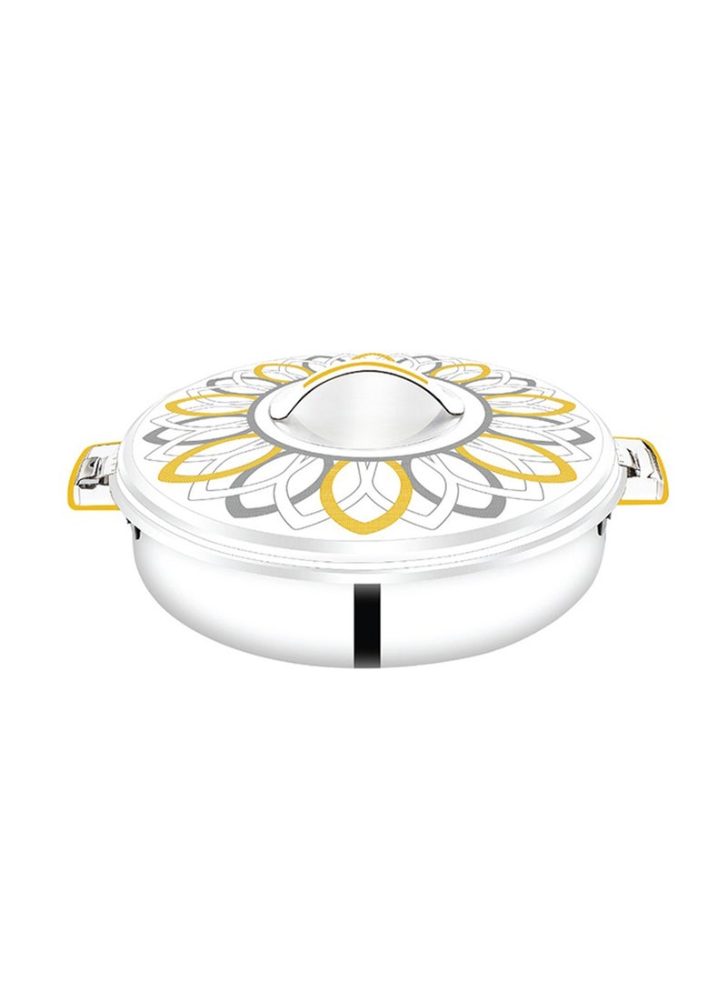 Rathore 8000ml Stainless Steel Double-Wall Insulated Hotpot Food Warmer With Golden Floral Design Thermal Serving Casserole Dish For Dining Table Catering And Family Gatherings - Image 1