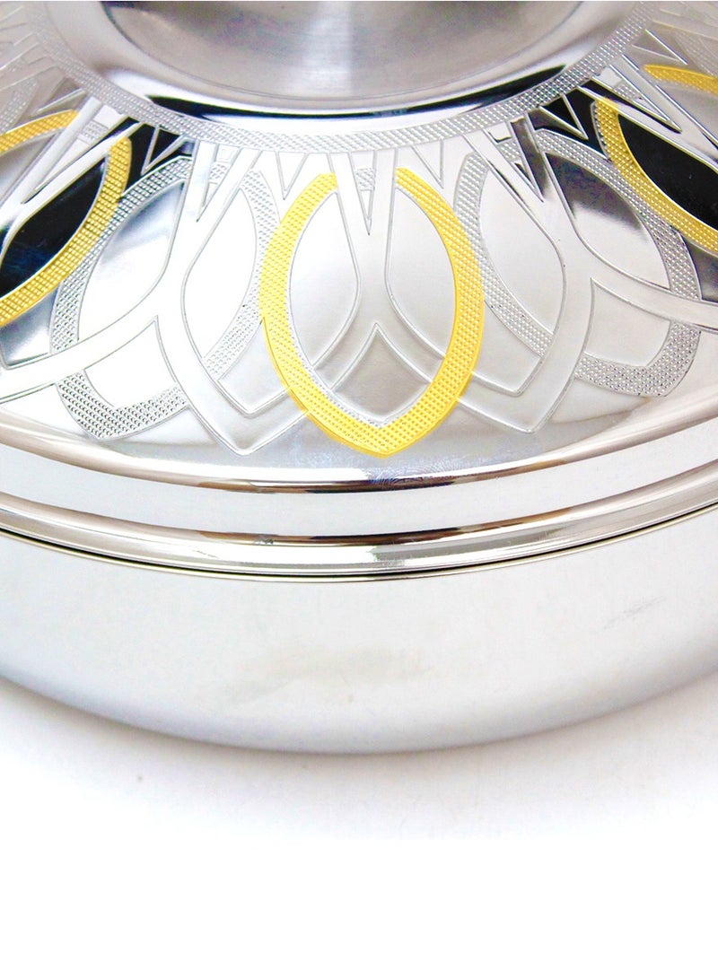 Rathore 8000ml Stainless Steel Double-Wall Insulated Hotpot Food Warmer With Golden Floral Design Thermal Serving Casserole Dish For Dining Table Catering And Family Gatherings - Image 3