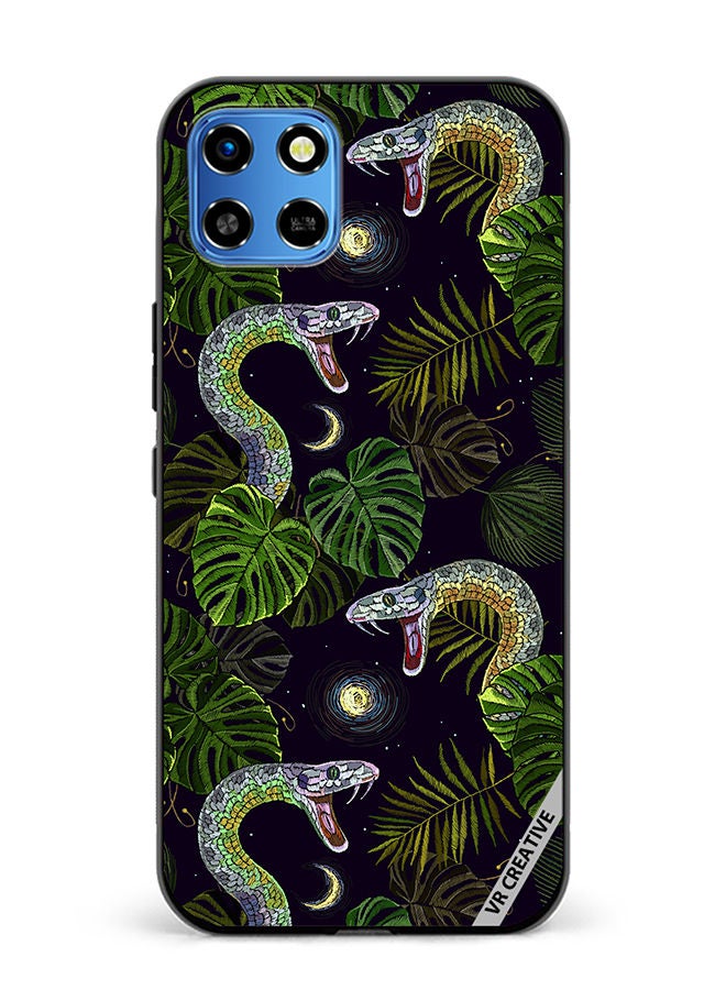 VR CREATIVE Protective Case Cover For Infinix Smart 6 HD Embroidery Snakes, Night Sky And Tropical Palm Leaves Design Multicolour - Image 1