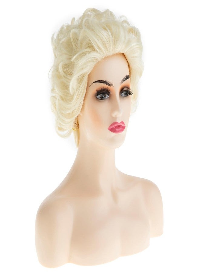 Wiwige Short Curly Wavy Blonde Wigs for Women Retro Platinum Blonde Bouffant Synthetic Natural Hair Wig Halloween Costume Cosplay Wig - Image 2